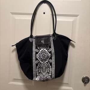 Brighton Night and Day Large Floral Embroidered Canvas Tote Bag